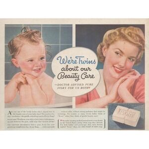 Vintage 1941 Ivory Soap Print Ad WWII Era Mother Baby 1940s Laundry Room Decor